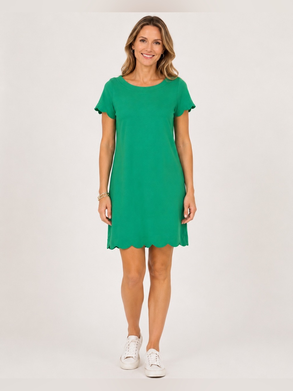 Talbots Women’s Green Scalloped Short Sleeve Dress Size Medium